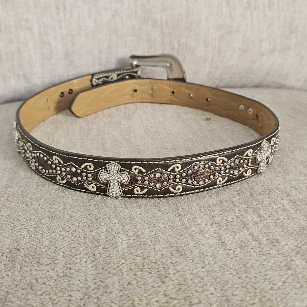 Brown Western Belt with Silver Buckle